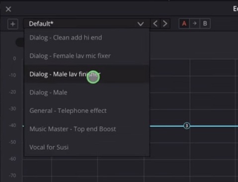 There are also a couple of presets you can already choose from or save your own settings into a preset. For example there is a Dialog Male Preset.