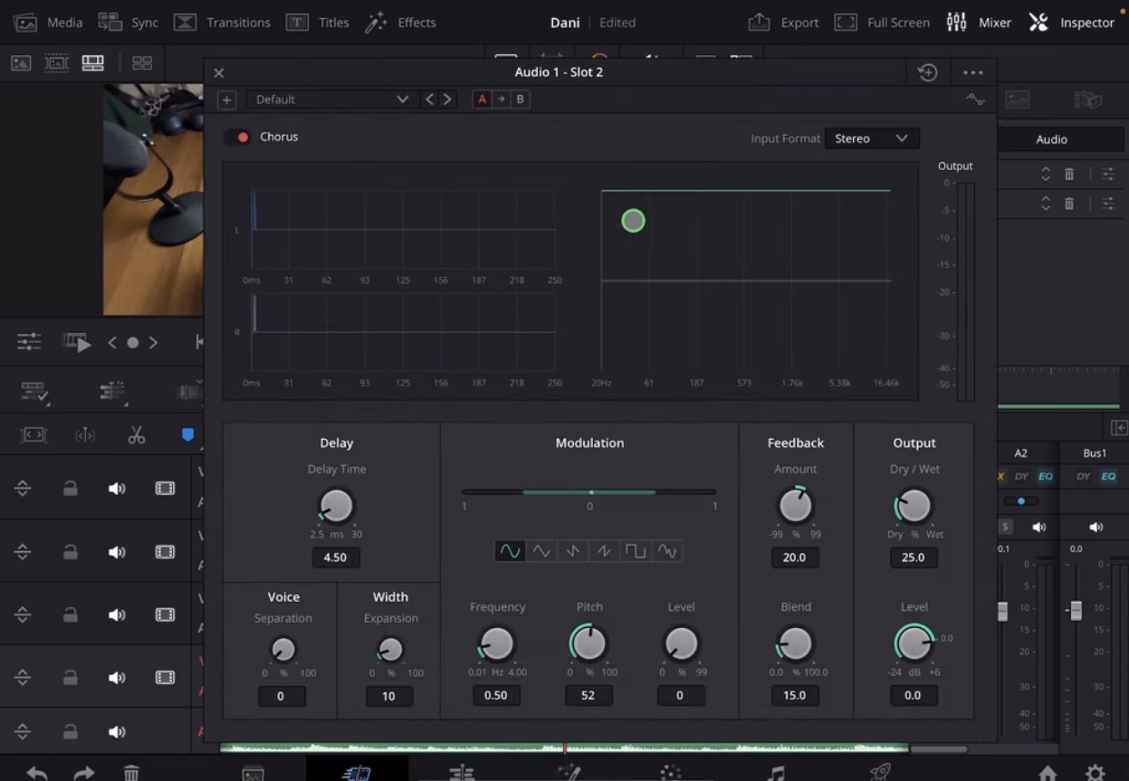 This will open the specific audio effect setting window.
