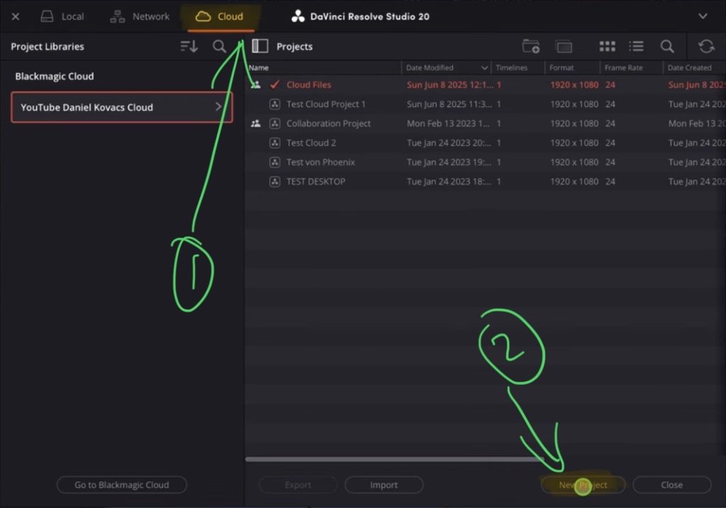 Let's create a new DVR Project using the Blackmagic Cloud.