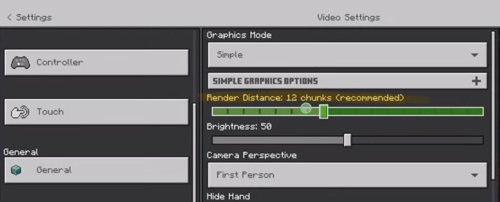 Fun Fact with Simple or Fancy Minecraft can even render more chunks then with the new vibrant visual setting. So you see more from the world in the original settings.
