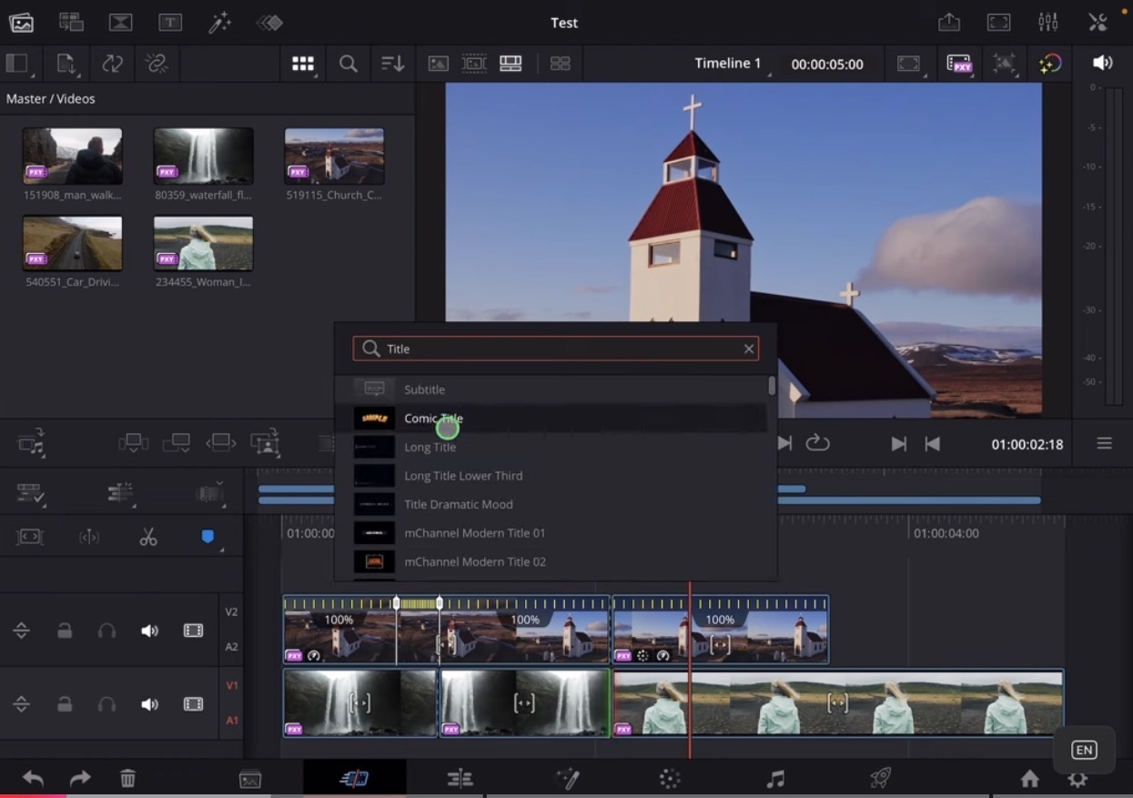 With the Shortcut "Shift + Space" you can open the Search Effects in the Cut Page and the Edit Page of DaVinci Resolve for iPad.