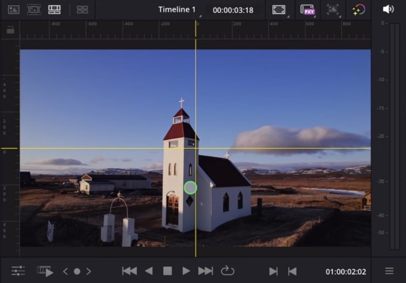 Using both vertical and horizontal guides at position 0 will create a cross in the centre of your viewer.