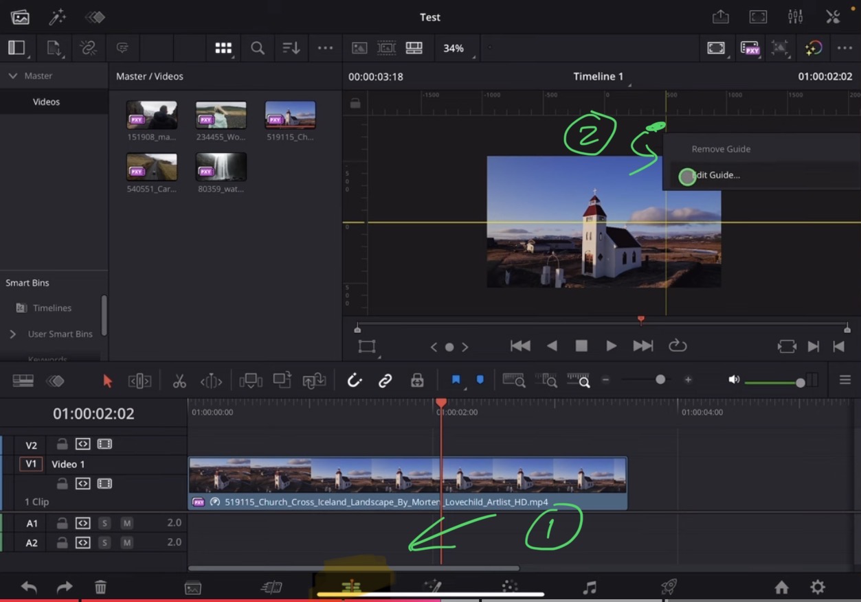 To Edit a guide you have to right click on the guide but not exactly on the ruler. For example in the EDIT PAGE you can simply zoom out with your two fingers (swipe) and right click on a guide and select "Edit Guide...".