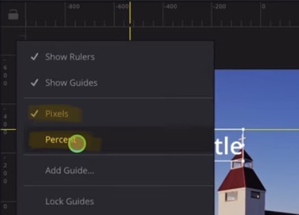 The rulers can be shown with Pixels or Percentage.