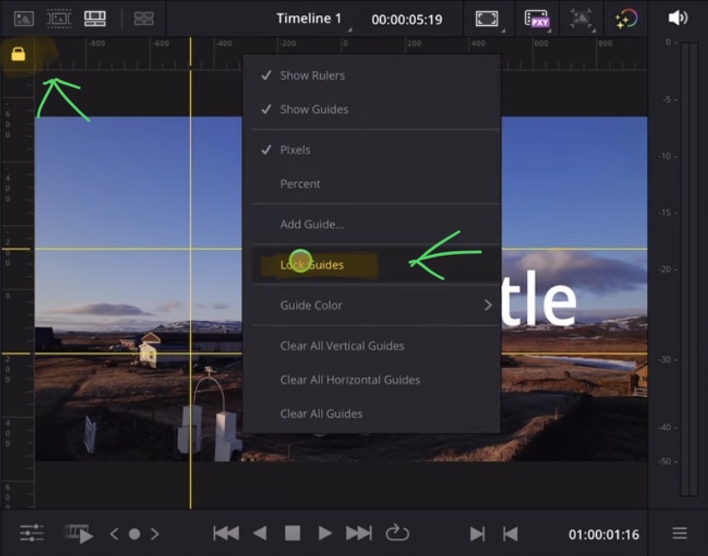If you don't want that your guide move by accident you can lock the guides with the lock icon or right click on the rulers and choose "Lock Guides".
