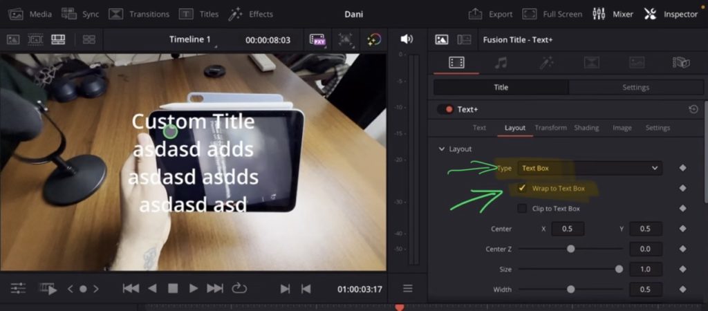 Change to the Layout tab and change the Type to "Text Box" and place the checkmark on "Wrap to Text Box". Done.