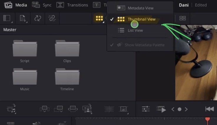 The new Custom Grid only works with the Thumbnail View inside of the Media Pool. So make sure to first switch from List View to Thumbnail View.