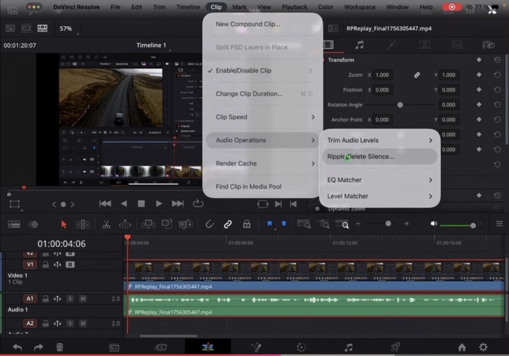 With the iPadOS26 Updat the Feature introduced with DVR Version 20.2 called "Ripple Delete Silence" now finally works aswell.