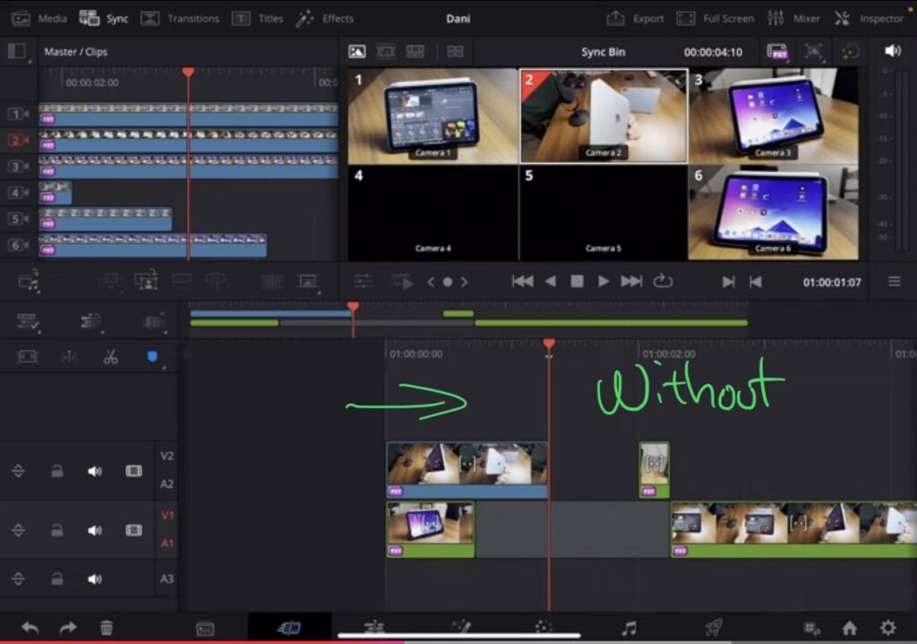 Ohne Safe Edit: Wenn du einen Clip ziehst, überschreibt er sofort den nächsten Clip