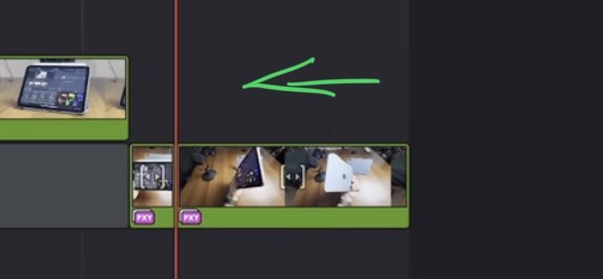 Der Rest der Timeline wird sofort zum nächsten Schnittpunkt gebracht