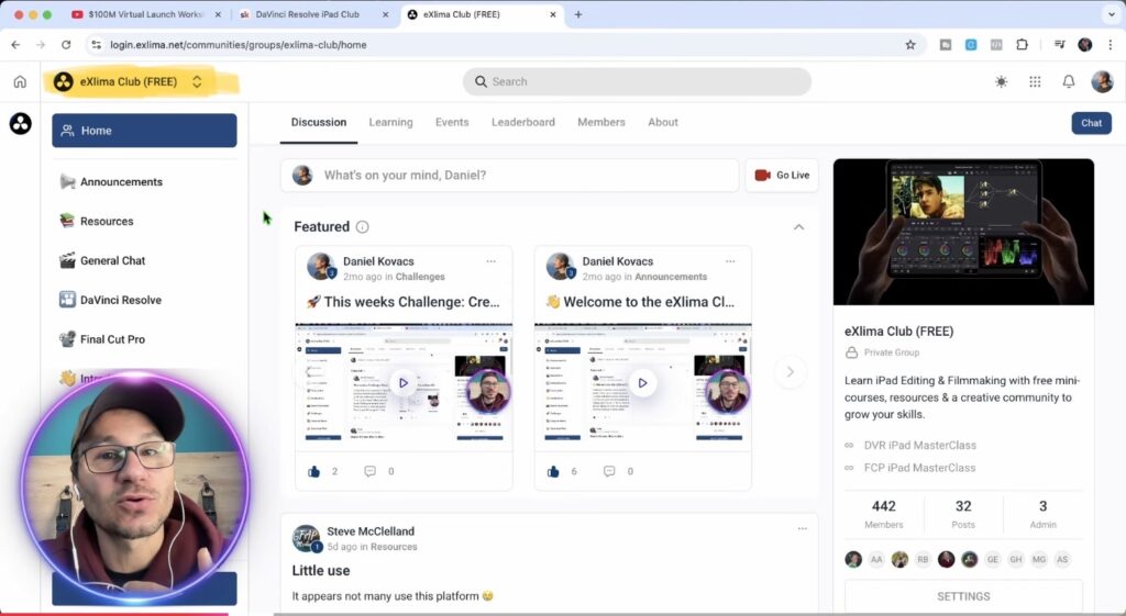 The community platform with dedicated channels for DaVinci Resolve, Final Cut Pro, and more