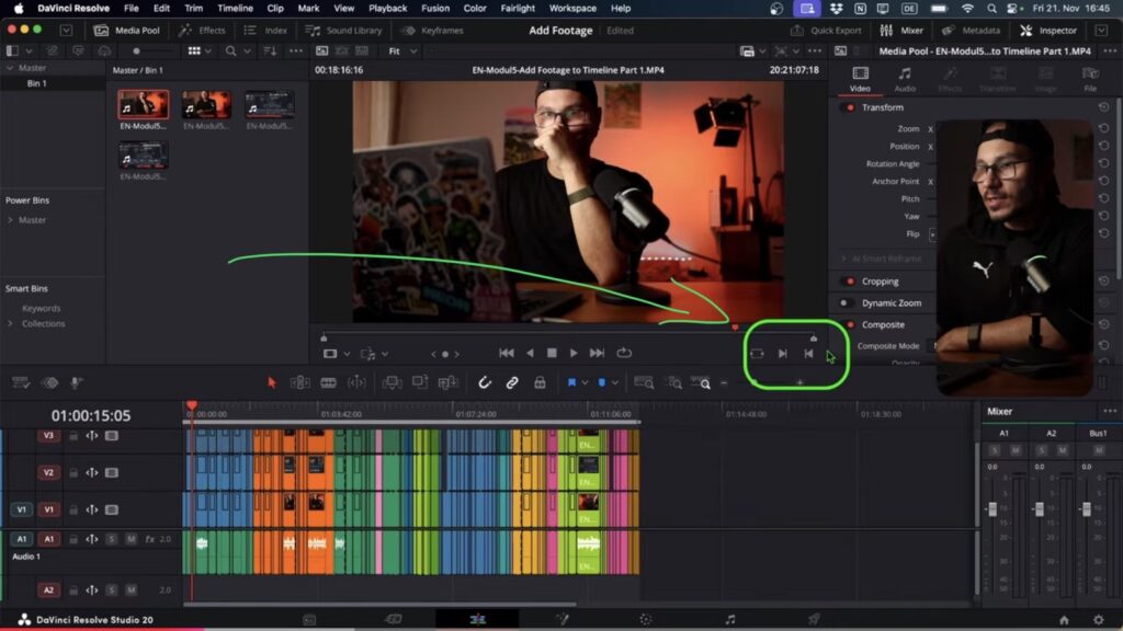 In & Out Buttons are visible in the Edit Page of DVR Desktop.