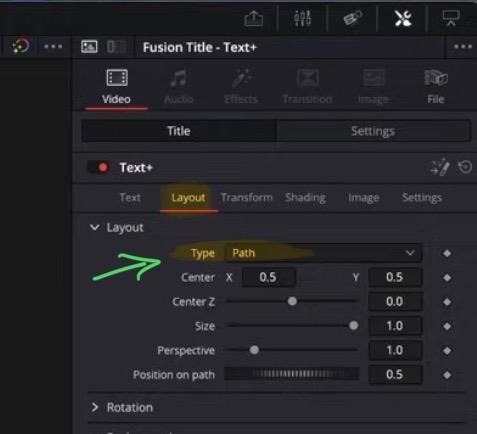 Der Layout Tab ist auf Path eingestellt mit aktivem Fusion Overlay.