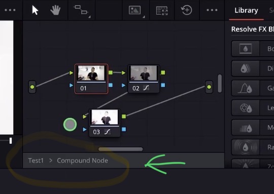 You can see that you are inside a Compound Node from the Link Structure under the Node View.