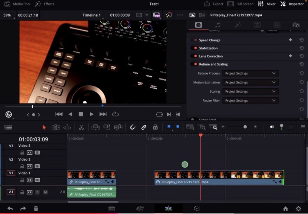 Right click on a clip in the Edit Page and choose "Change Clip Speed" to slow down your clip, for example to 40%.