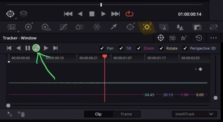 After tracking, the Power Window follows the tracked point smoothly through your footage.