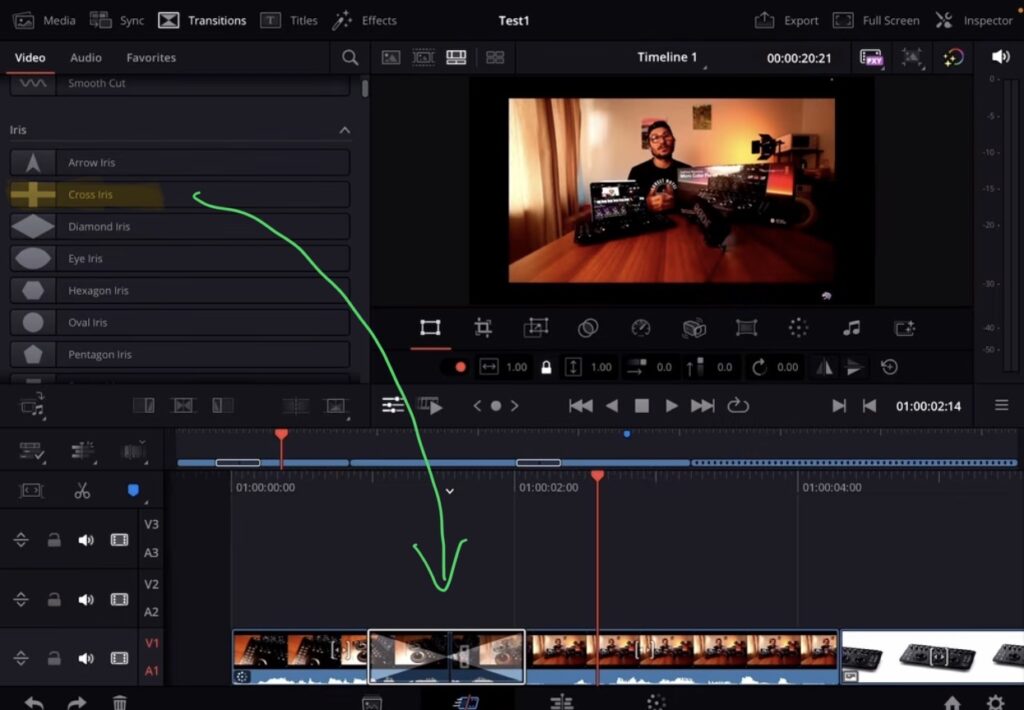 First Step: Add the Transition you want to use for all Edit Points and Drag & Drop it to your Timeline.