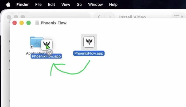 Drag the Phoenix Flow app into your Applications folder. Then start the app from Applications (or search for Phoenix Flow in Spotlight).