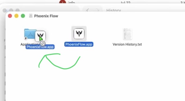 Drag the Phoenix Flow app into the Applications folder.