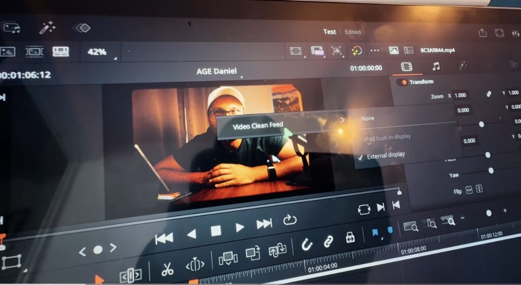 Right click on the viewer and choose Video Clean Feed Out, then pick your external display.