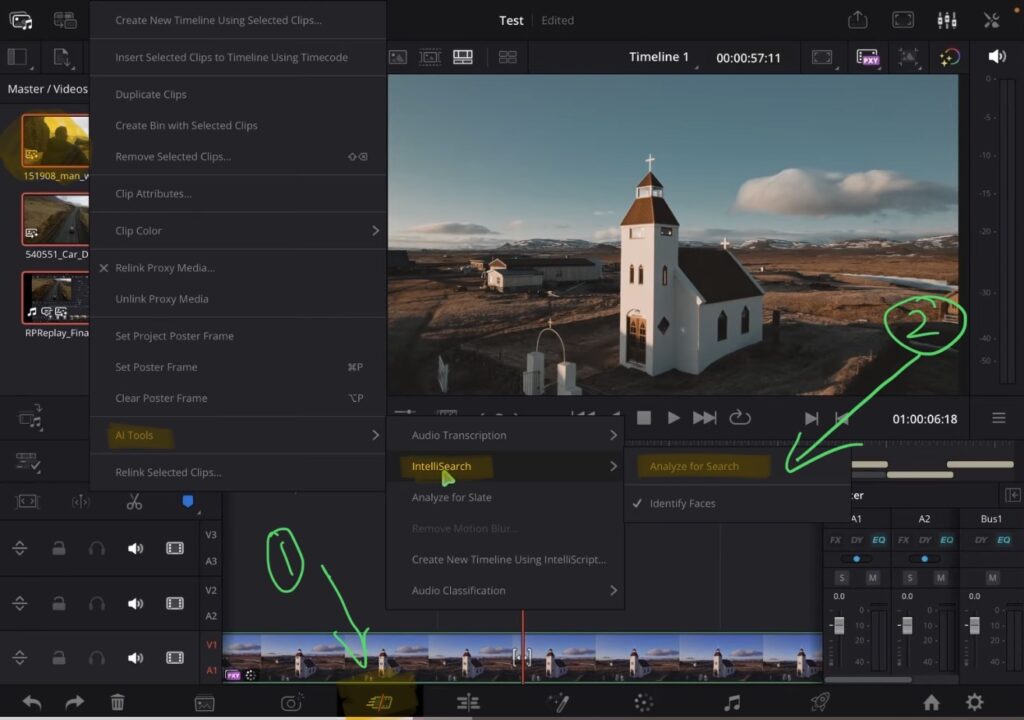 In the Cut Page also can analyze your clips but only all clips. Right click on a clip and under AI Tools IntelliSearch select "Analyze for Search".