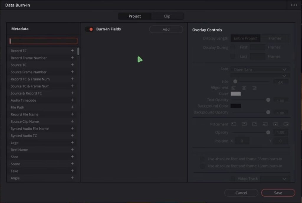 Now go to the Edit Page and use your new shortcut. The Data Burn-In window opens, even here on the iPad.