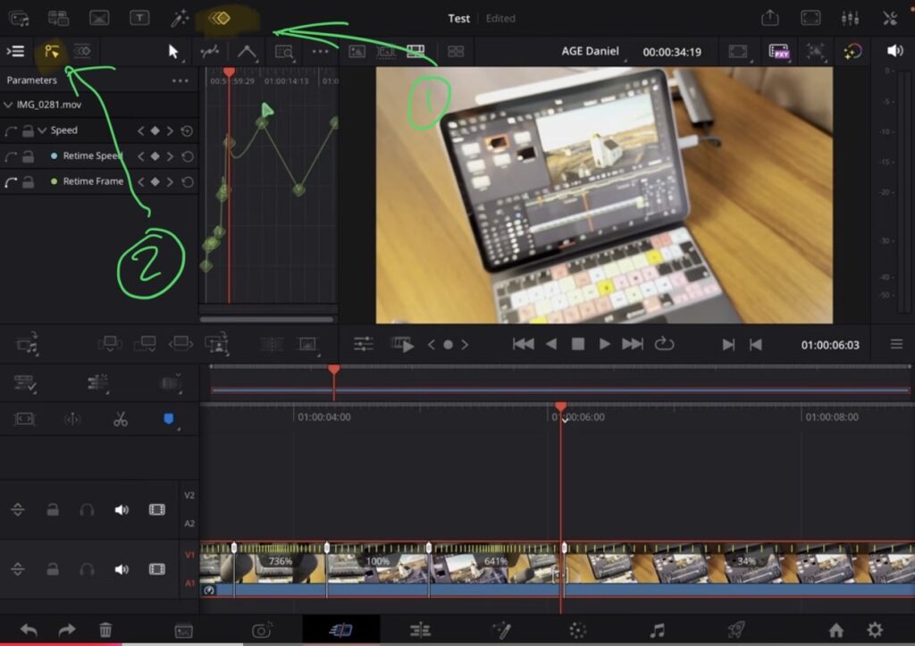 In the Cut Page you open the Keyframe Editor with the keyframe icon on the top. Switch to Curve, then tap the three dots and choose Display Parameters with Keyframes to only see the parameters you actually keyframed.