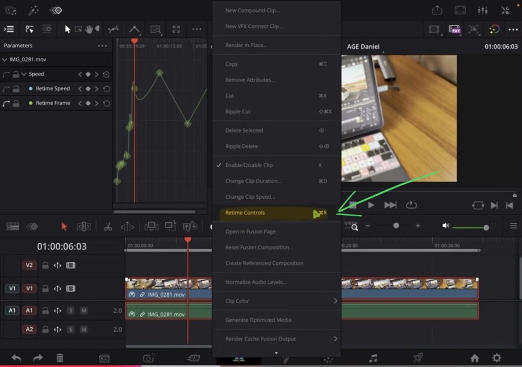 Long press the clip with your Apple Pencil (or right click) and choose Retime Controls (Command + R).