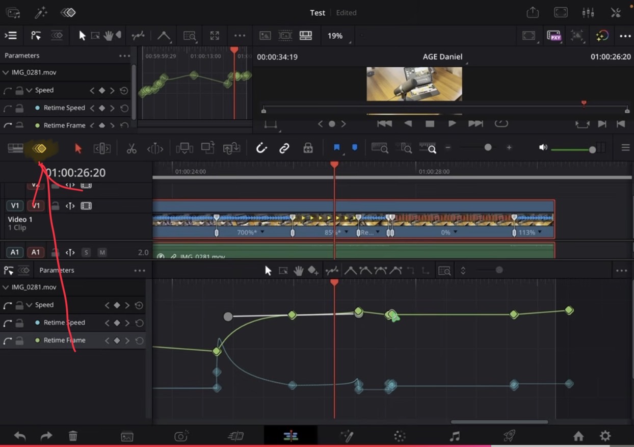 On the Edit Page you also have the Keyframe Editor in the Timeline. But currently the handles don't work.
